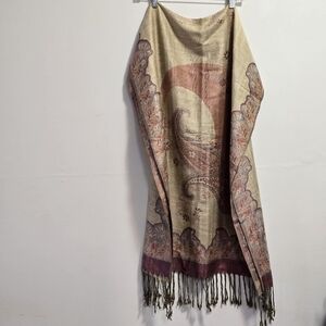 Pashima Cashmere Blend Elegant Paisley Shawl with Fringe